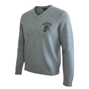 📚 Abercrombie Men’s V-Neck Sweater 🏛️ Size‎ M | Vintage Gray Collegiate Core
